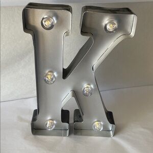 Metallic Letter 'K' with Lights